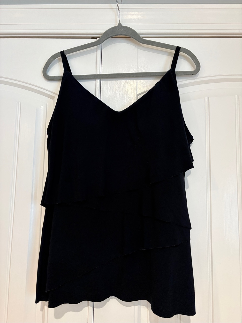 Magicsuit Black Tiered Ruffled Tankini Top